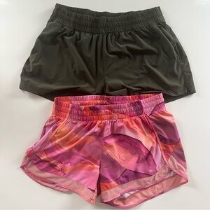 Lot of two Athleta Olive and Pink Women's Athletic Running Shorts Set